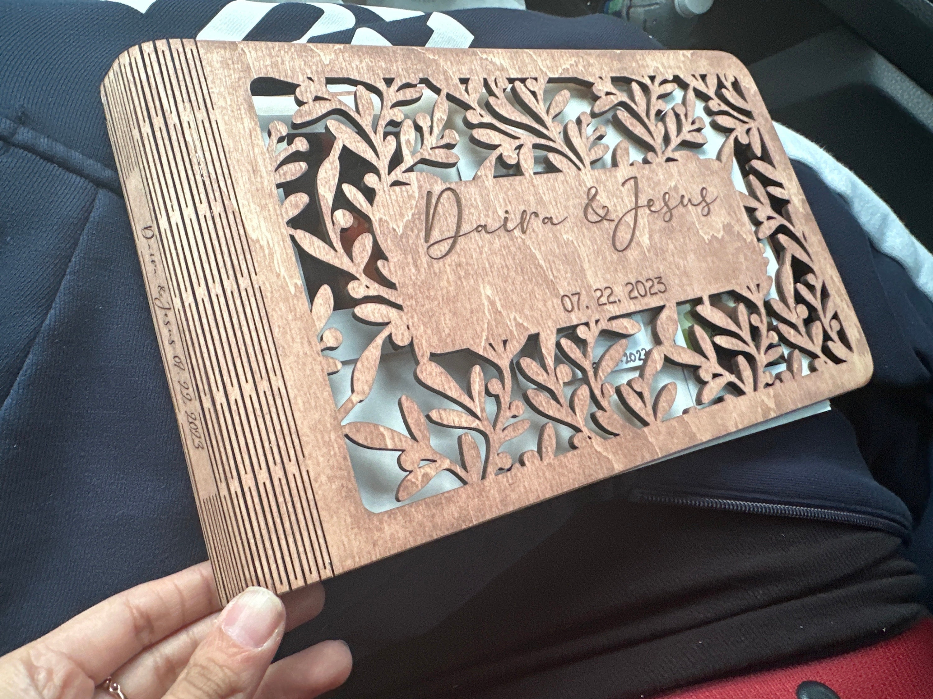 Personalized Gift, Wooden Photo Album Engraved, Scrapbook Album for Her, Custom Family Photo Album Honeymoon, Christmas Gift for Couple