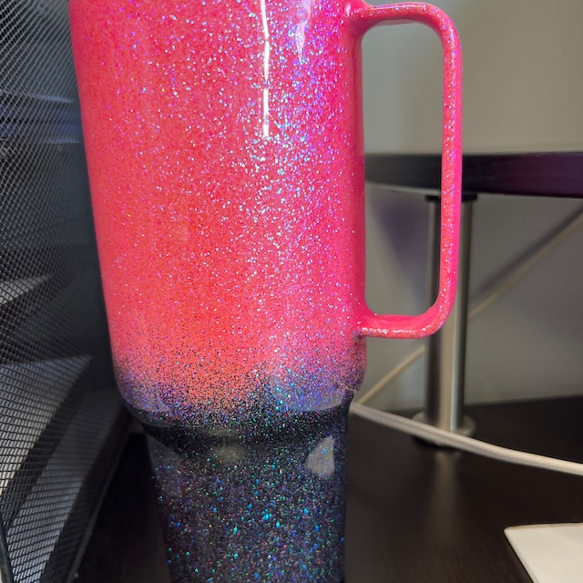 Customized Tie Dye Swirl Glitter Stanley Tumbler -  in 2023