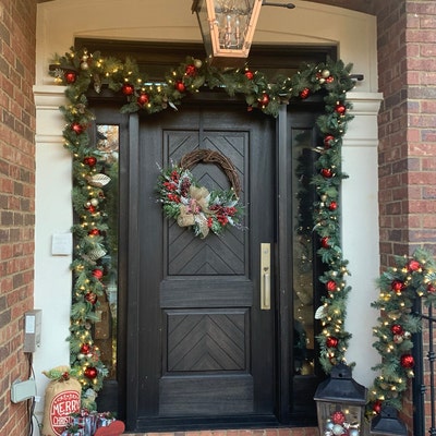 Christmas Wreath, Winter Wreath, Evergreen Wreath, Pine Wreath, Red ...