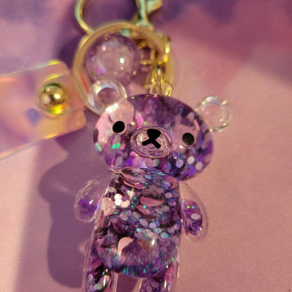 Glitter Bear Keychain – Cute Sparkly Keychain in Galaxy, Candy, Rain ...