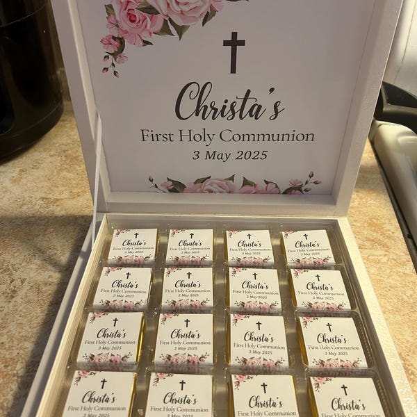First Holy Communion Chocolate Box, Gift for Guest, Boy Communion ...