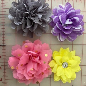 10 flores de tela de 3.6 pulgadas con diamantes de imitación para  manualidades, flores de tela 3D para decoración de manualidades, flores con