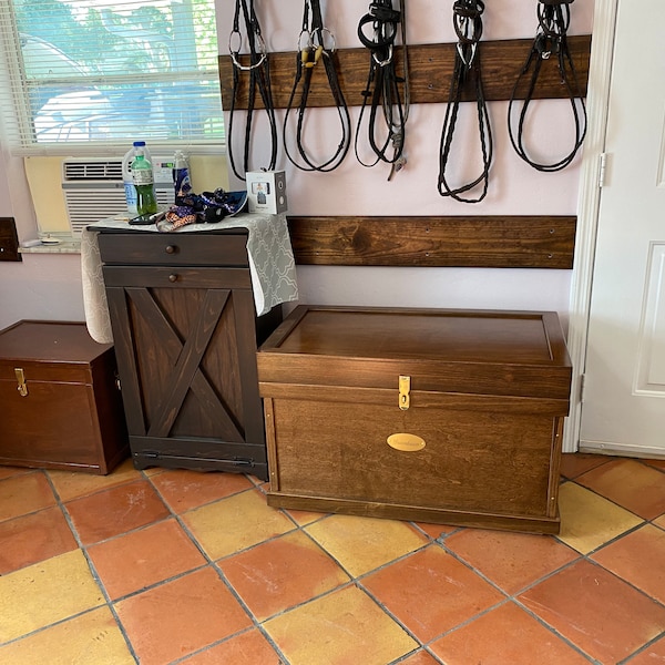 Classic Wood Tack Trunk With Brass Nameplate and Trunk Cover - Etsy