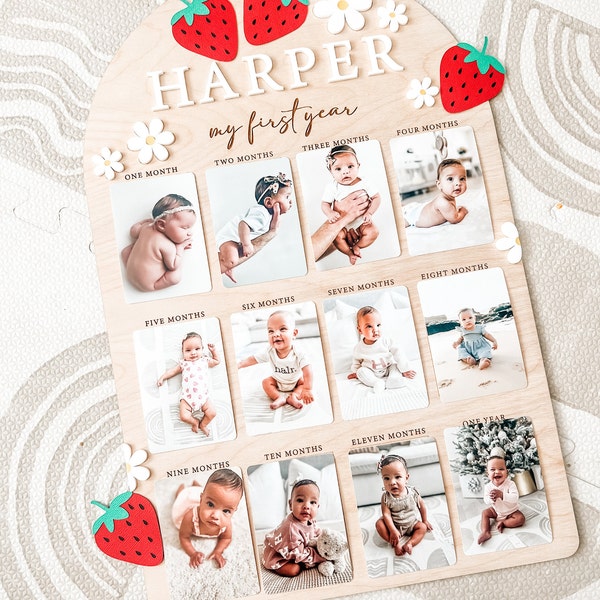 First Year Birthday Board Monthly Milestone Photo Board One Year of My First Year Boho