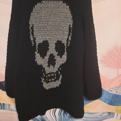 Crochet Skull Cardigan Pattern Crochet Sweater Pattern - Etsy