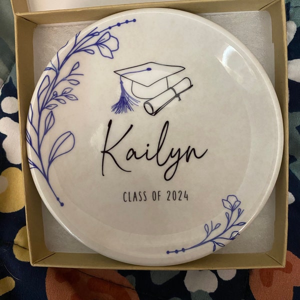Personalized Graduation Jewelry Dish, Handmade Ceramic Ring Dish - Etsy
