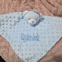PERSONALISED With Embroidery Baby Comforter Toy Ideal Baby Shower Gift ...