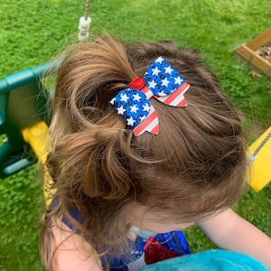 Ollie Jay Girls Sofia Twirl Dress - Patriotic Bows for Fourth of July