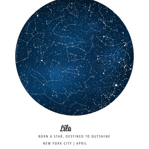DIGITAL DOWNLOAD Custom Star Map, Constellation Chart, Map of the Night ...
