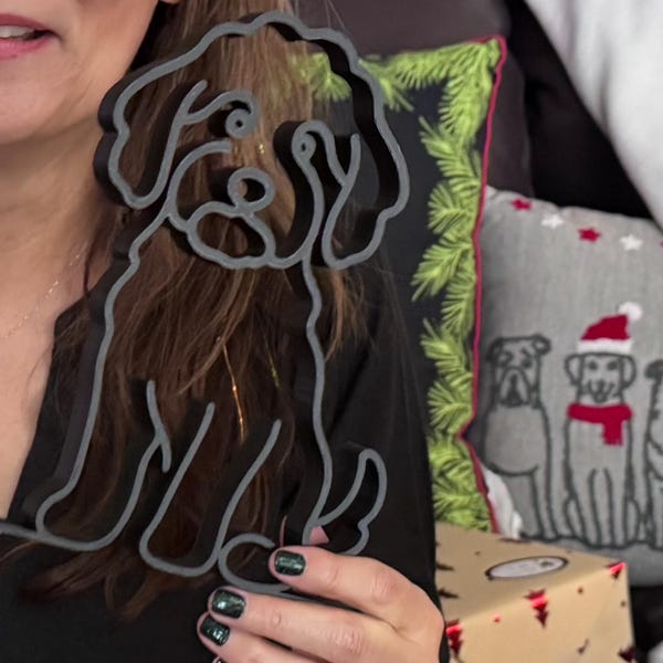 Customer photo of Mini Goldendoodle Line Art Sculpture in their home