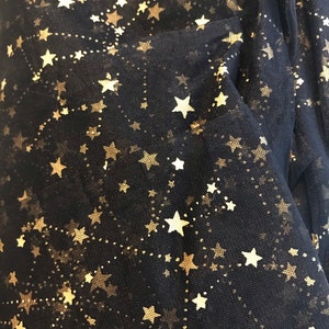 Print Gold Stars Tulle Lace Fabric, Soft Mesh Constellation Lace Fabric ...