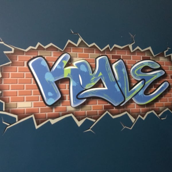 Graffiti Brick Wall Name Decal - Personalized - Removable - Etsy