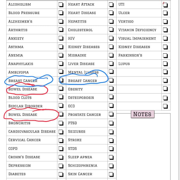 Medical History Form Printable Family Medical History Template Medical History Form Printable Family Medical History Template
