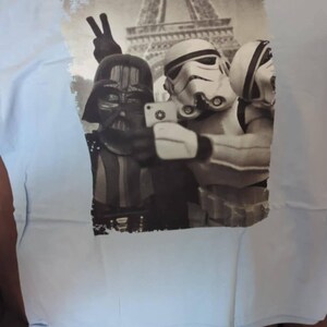 Star Wars Stormtrooper and Darth Vader Selfie Paris T-shirt 9773