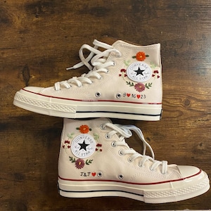Embroidered Converse/ Converse Custom Flower Embroidery / Wedding ...