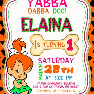 Invitacion Digital Cumpleanos Ninas Pebbles Picapiedra Etsy