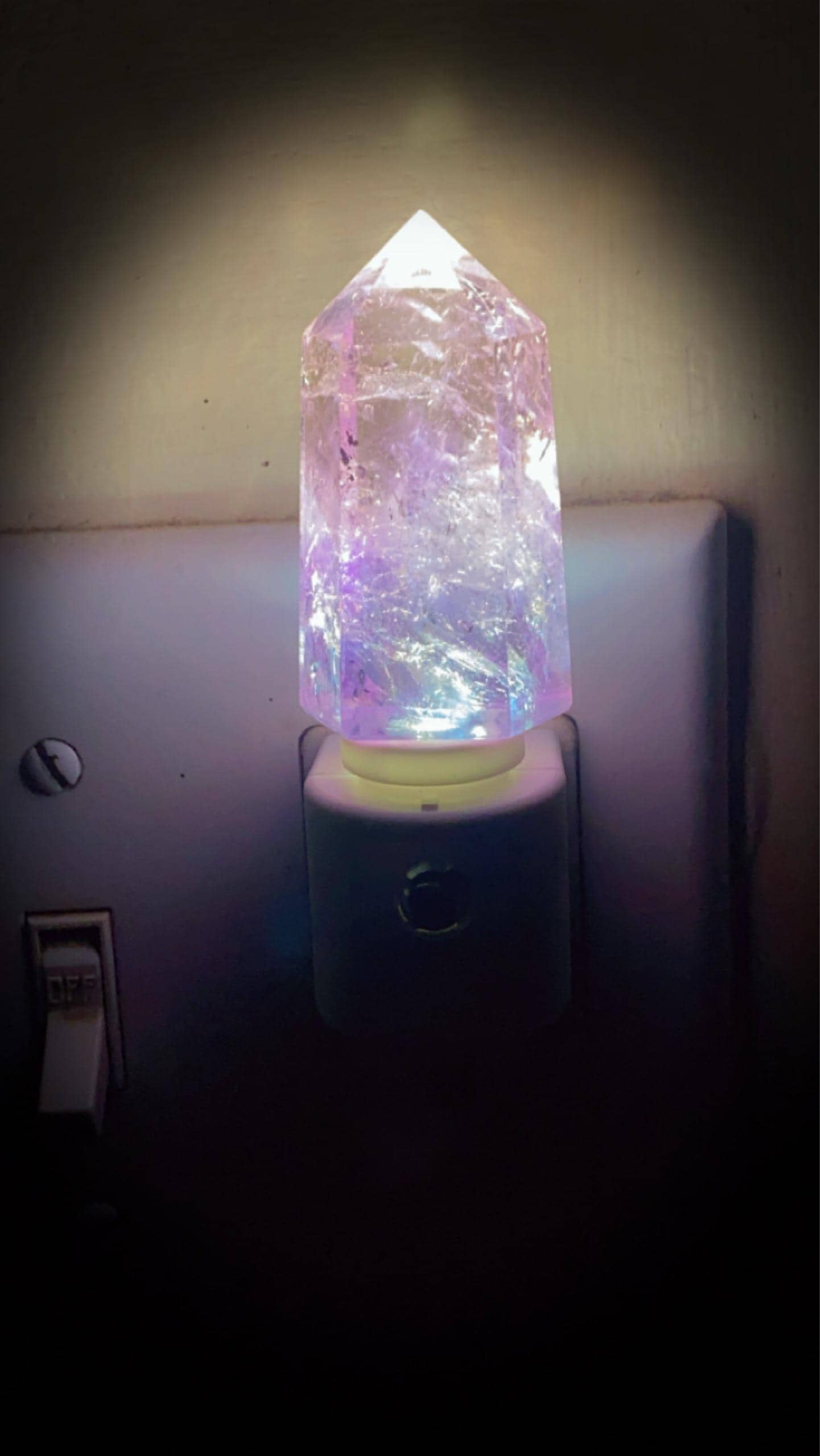 Amethyst Crystal Tower LED Night Light with Light Sensor / Babyshower Gift / Baby Shower Gift