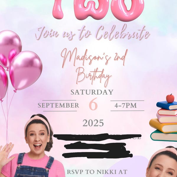 Editable Ms Rachel Birthday Invitation, Personalized Digital Kids ...