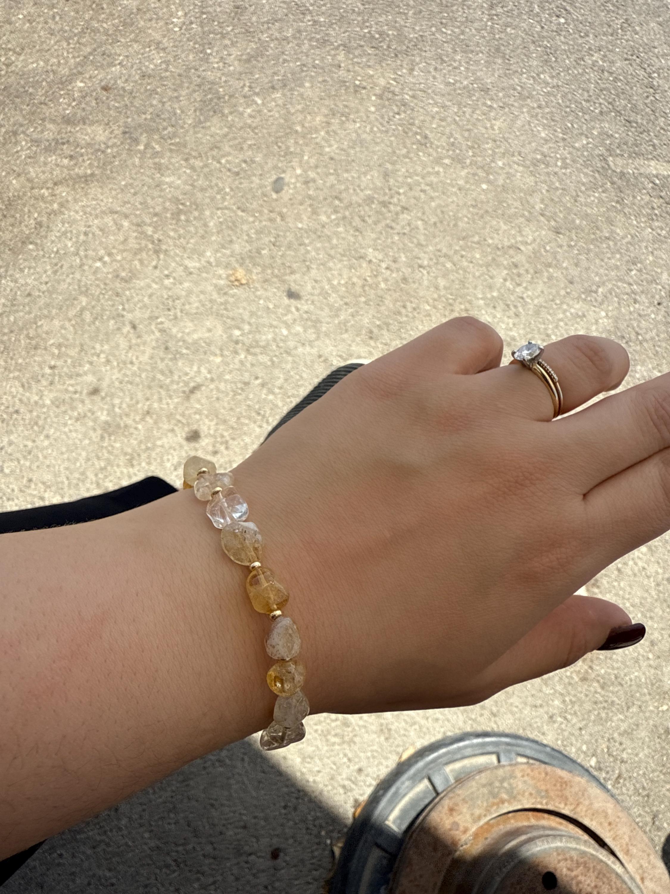 Citrin Armband - Zierliches Armband aus Naturstein - Zartes Citrin Kristall Armband, Solarplexus Chakra, November Geburtsstein Geschenk für Frauen