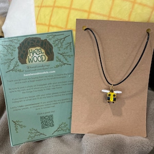 Handmade Minecraft Bee Necklace 3D Printed and Hand Painted