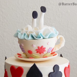 Fondant Rabbit Tea Cup Lock Cake Topper