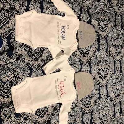 Personalized Twin Bodysuit, Matching Twin Bodysuit, Baby Shower Gift ...