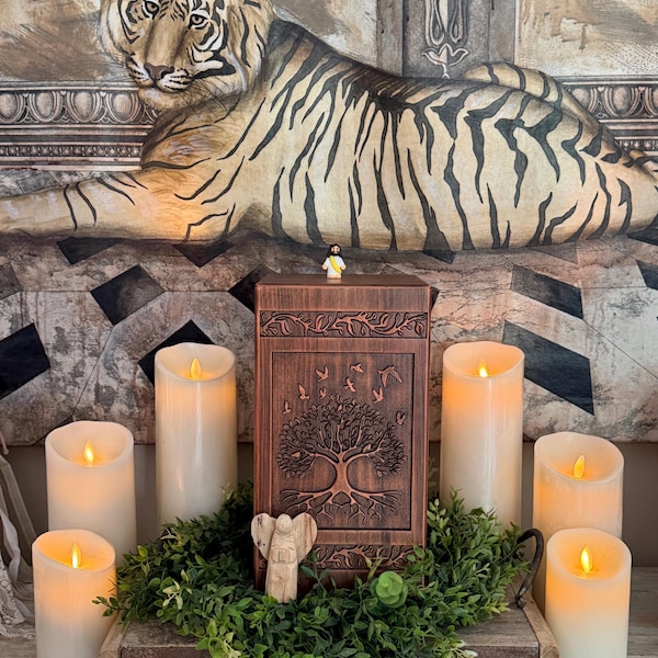 Tree of Life Wooden Cremation Urn for Human or Pet Ashes | Personalized ...