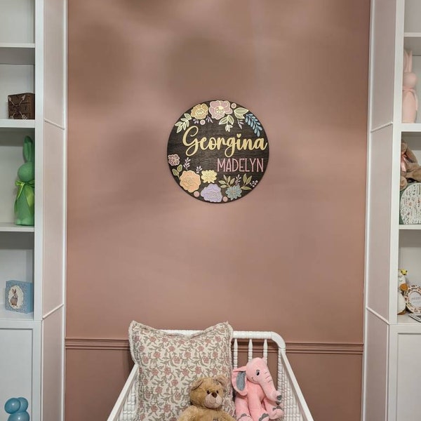 Custom Name Sign, Nursery Name Sign, Boho Nursery Sign, Floral Nursery ...