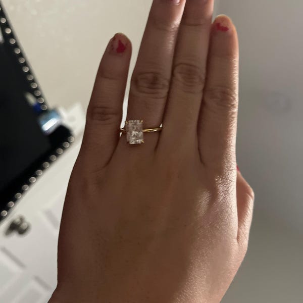 4 CT Radiant Cut Moissanite Engagement Ring Diamond Bridal Ring Set ...