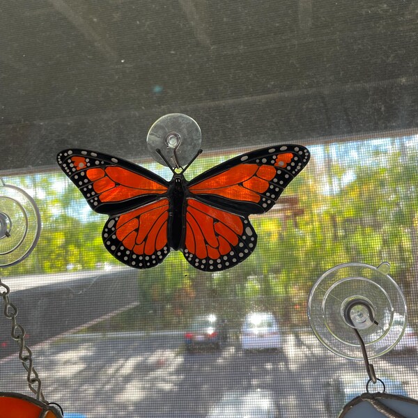 Monarch Schmetterling Buntglas-Fensterbehang - Handgefertigter Sonnenfänger Für Fenster & Garten