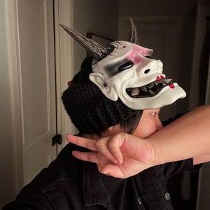 日本の般若面、白と黒、鬼の面、オーダーメイド、伝統的な歌舞伎