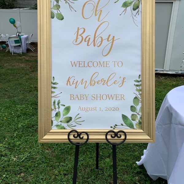 PRINTABLE Greenery Oh Baby Welcome Sign, Baby Shower Welcome Sign ...