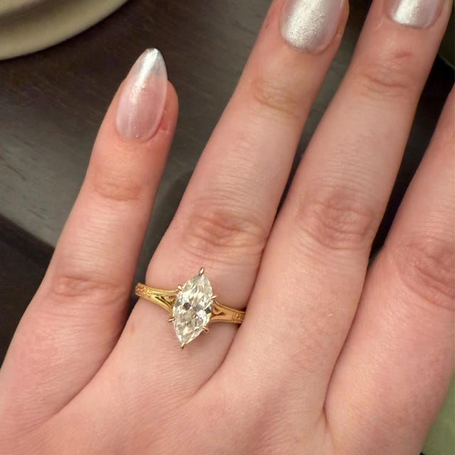 Solid Yellow Gold Marquise Cut Solitaire 2CT Marquise Cut