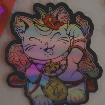 Lucky Cat Maneki-Neko Gift Wrap Paper Roll - Japanese Good Luck Design