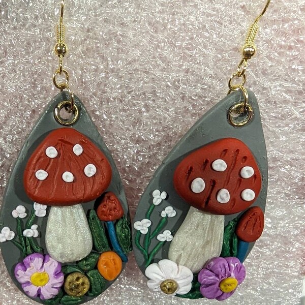 Clay Mushroom Earrings, Dark Cottagecore Jewelry, Goblincore Gifts ...