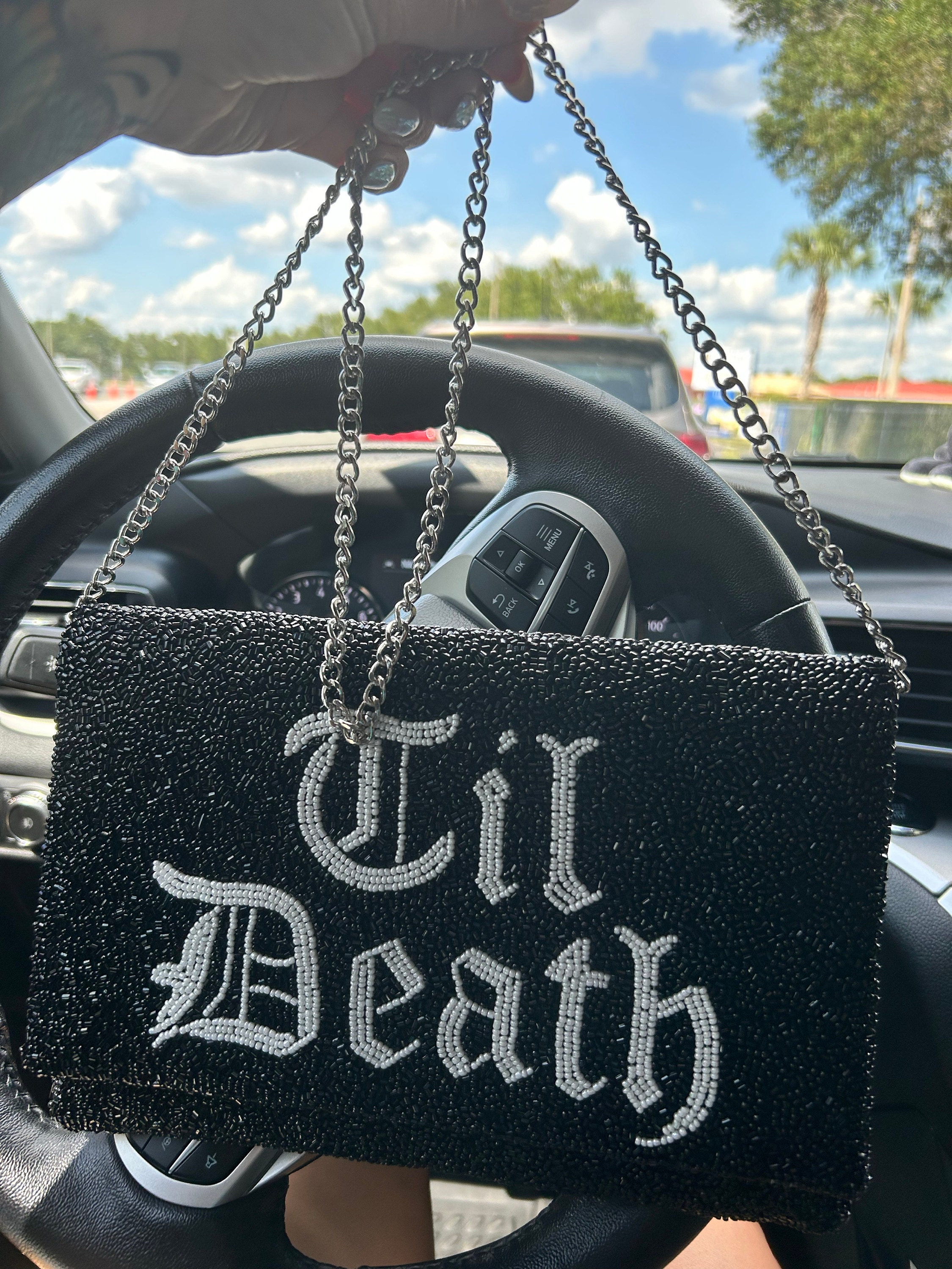 Gothic Braut Clutch Tasche, Gothic Clutch Tasche für Braut, Schwarze Braut Clutch Tasche, Schwarze Braut Perlen Clutch Tasche, Gothic Hochzeit Clutch