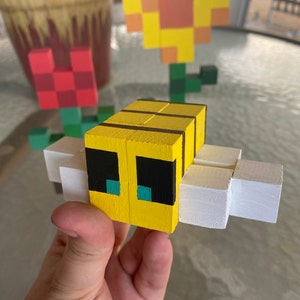 Mini Minecraft Wood Bee Etsy