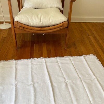 Handmade Linen Rug Rustic Linen Double-layered Rug Pure Linen Bath ...