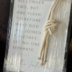 Matthew 19:6 They Are No Longer Two A Cord Of Three Strands Is Not Easily Broken Established Framed Wood Sign Wedding Unity Ceremony Gift
