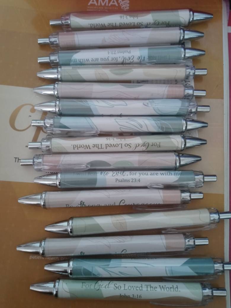Scripture pens, gift set, Christian ballpoint pen set, pens for Christian women, Bible verse pens, Bible study pens