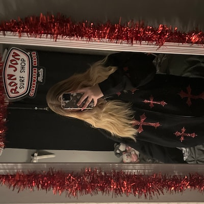 Embroidered Cross Zip Up Hoodie