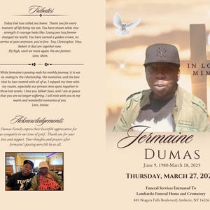 Editable Canva Funeral Program Template | Navy Rose | 4-Page 11X17 Bi-fold | Memorial Keepsake | Rest in Peace | Canva Template | #081