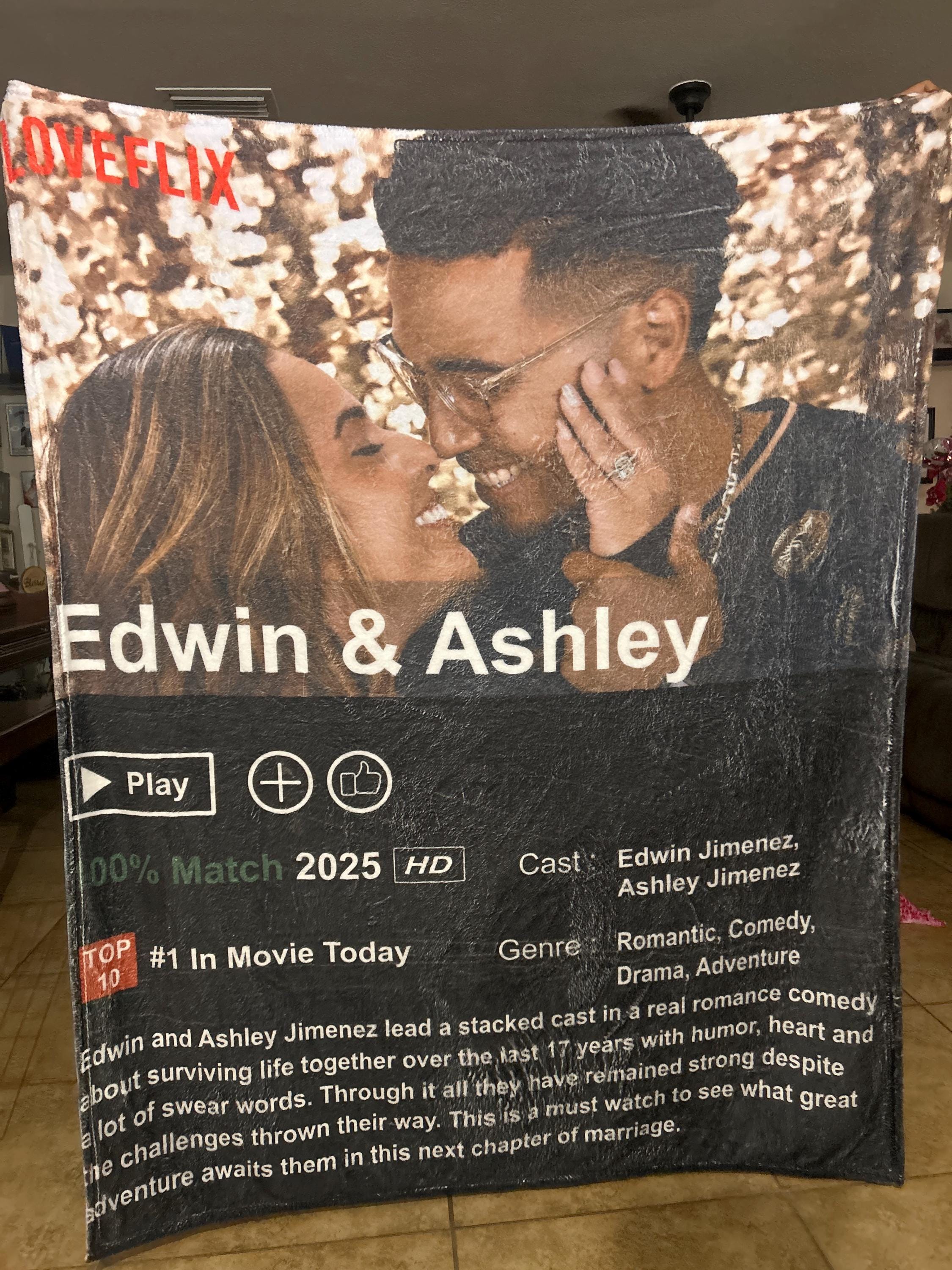 Custom Couples Netflix Movie Blanket, Custom Photo Netflix Movie Poster Blanket, Valentine Gift, Gift for Husband, Gift For Wife