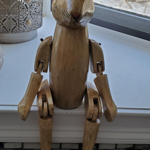 Wooden Rabbit Table Décor, Statues Shelf Figurines, Rabbit Wall Décor ...