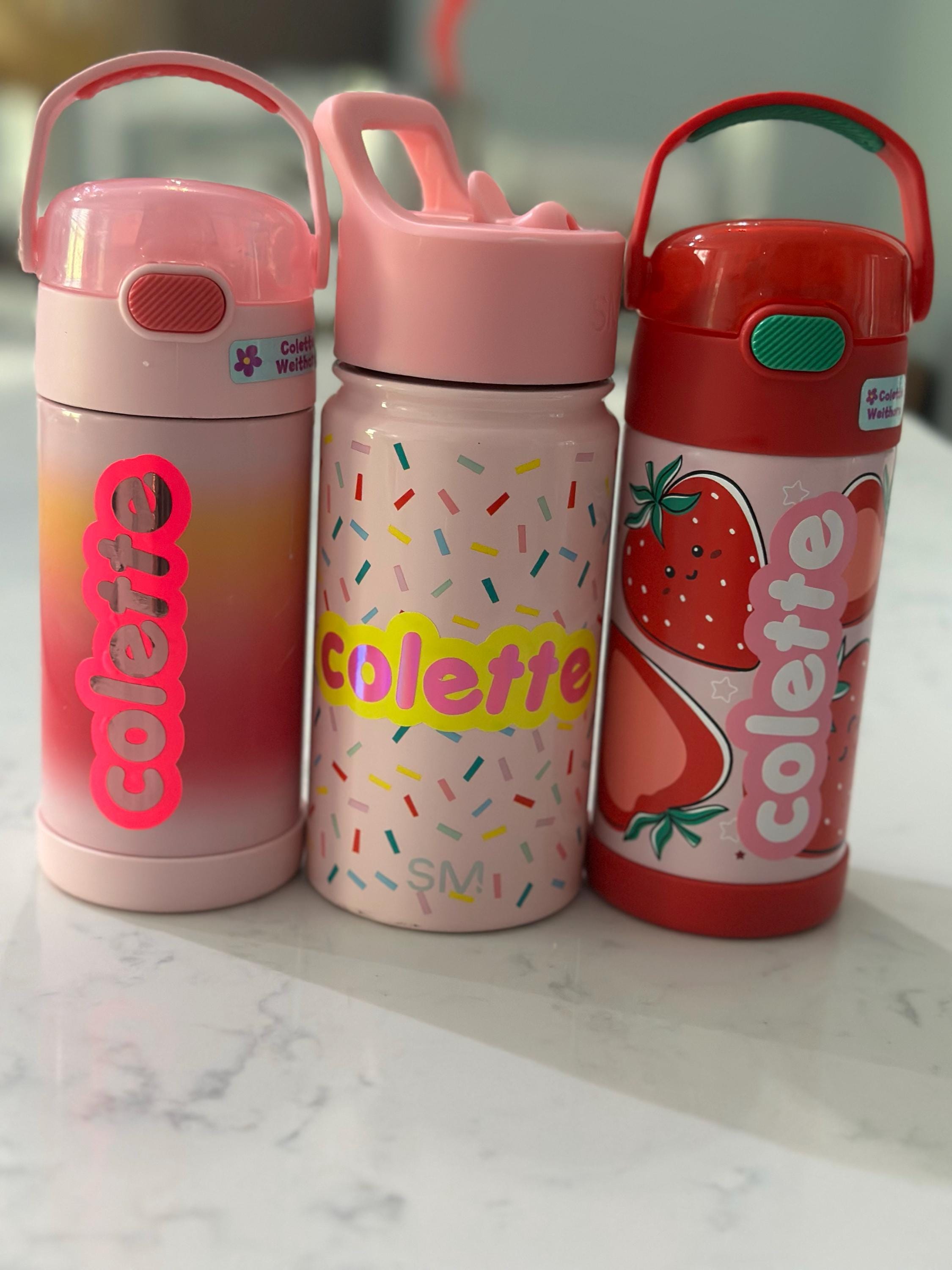 VINYL NAME LABELS - Kids Sticker Labels for lunchboxes, water bottles, drink ware, and more! - Colorful Fun Cute Trendy