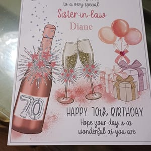 Personalised 70th Birthday Card – Handmade Colourful Age 70 Cards - for Friend, Mum, Wife, Grandma