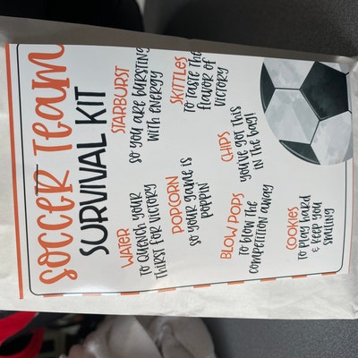 EDITABLE Soccer Team Survival Kit Printable, Gift Bag Printable ...
