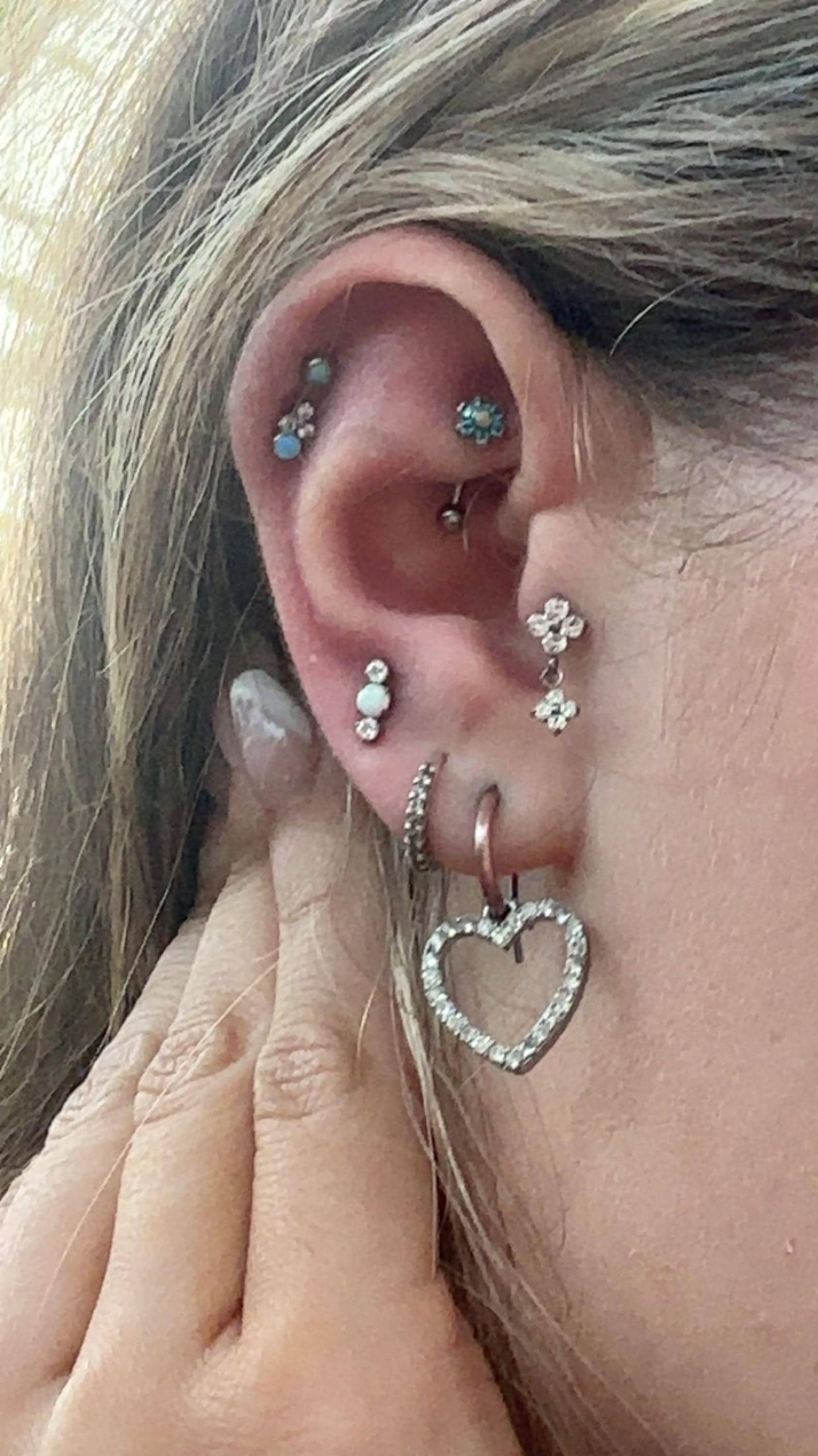 18G/16G Titanium Dangle Stud Earring • Tragus Earring • Helix • Cartilage • Internally threaded • Flat Back Earring• Gift for Her
