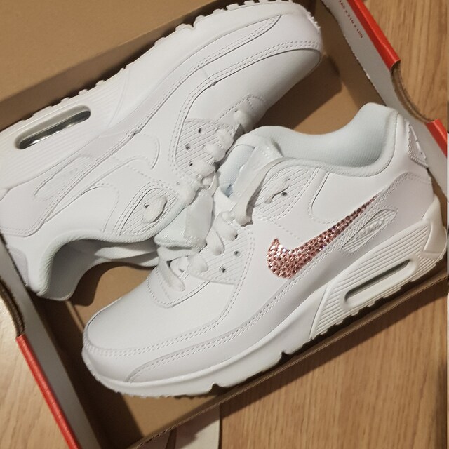 nike air max 90's in pink with swarovski silver crystals