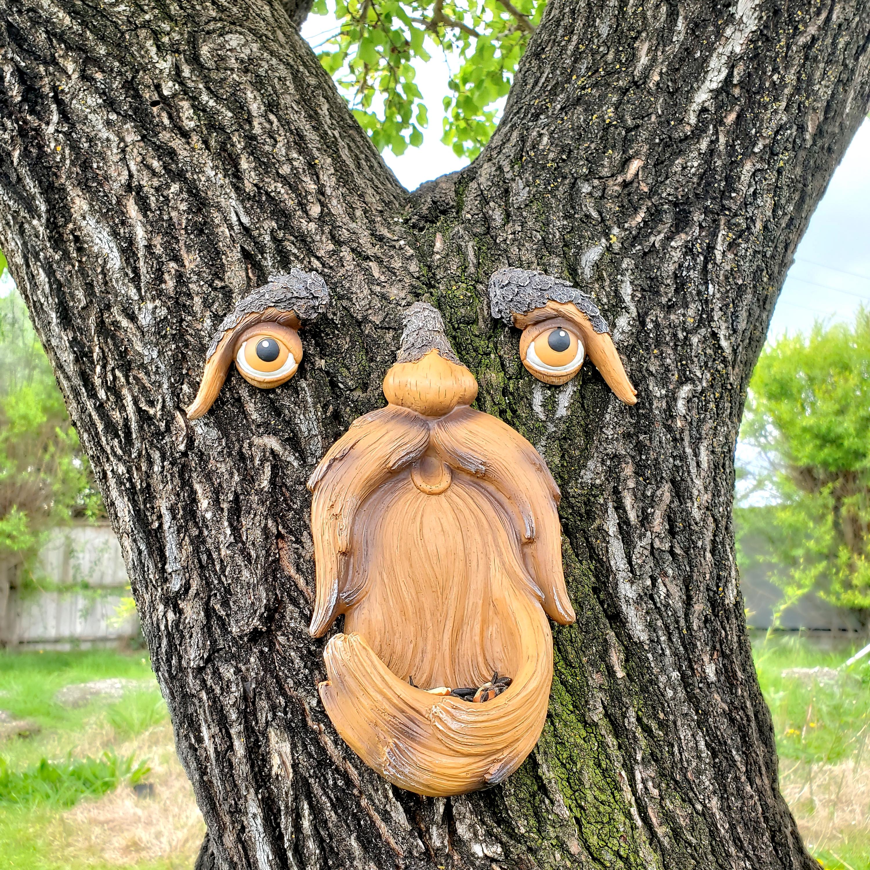 Tree Faces Garden Decor –Tree Hugger Bird Feeder– Yard Art– gift for dad- tree decorations outdoor- Garden Sculpture- Magical face for tree